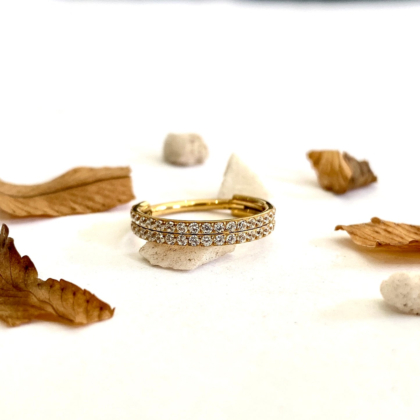 Argola Cravejada Dupla zircônia Roma