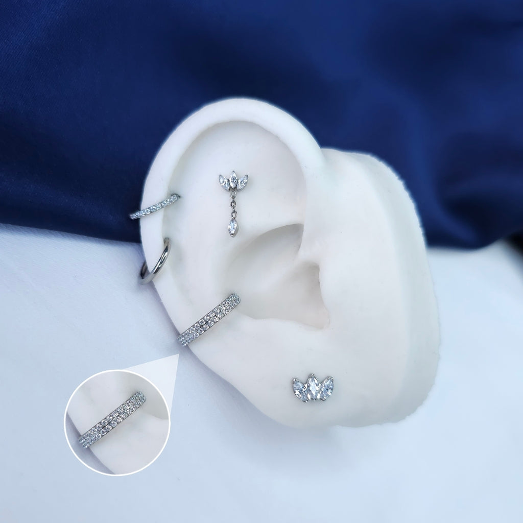 Argola Cravejada Dupla zircônia Roma