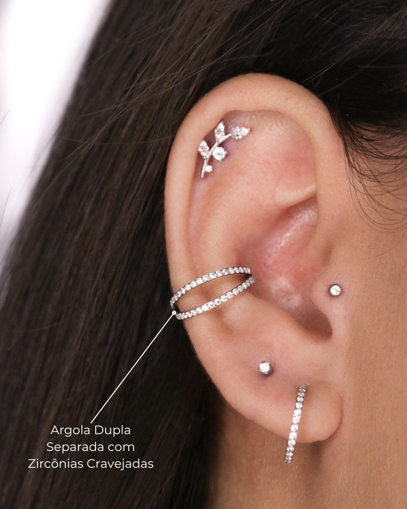 Argola Cravejada Dupla Londres