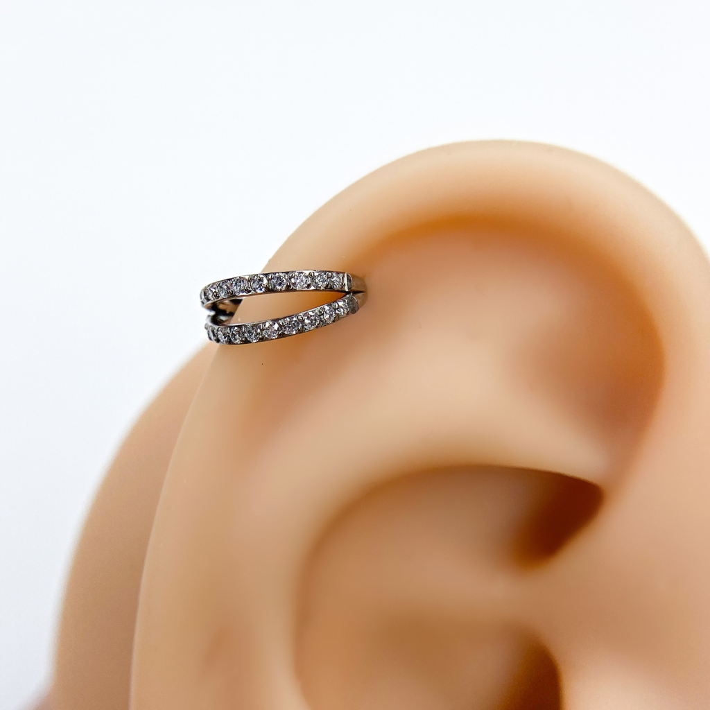 Argola Cravejada Dupla Londres